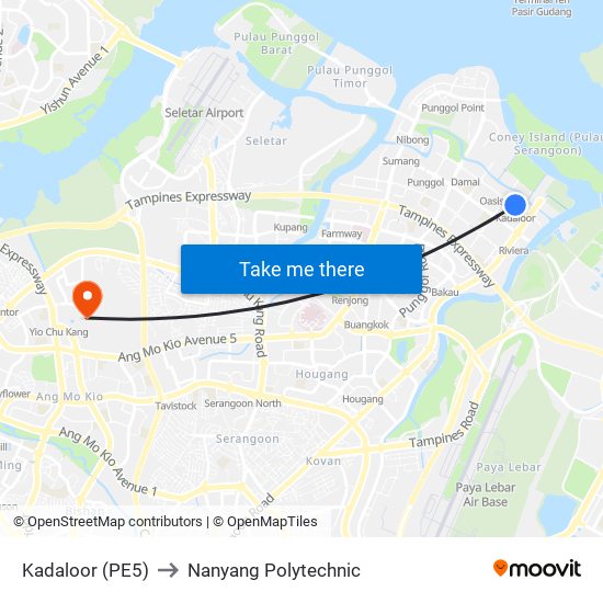 Kadaloor (PE5) to Nanyang Polytechnic map