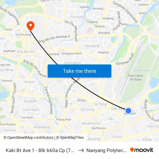 Kaki Bt Ave 1 - Blk 660a Cp (72041) to Nanyang Polytechnic map