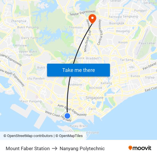 Mount Faber Station to Nanyang Polytechnic map