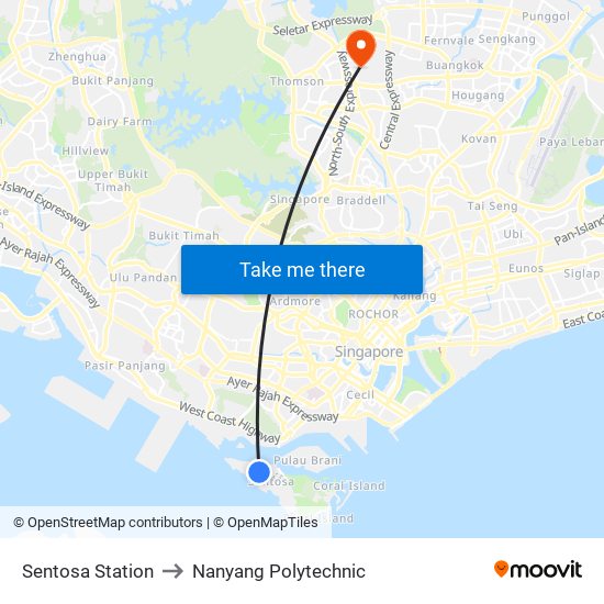 Sentosa Station to Nanyang Polytechnic map