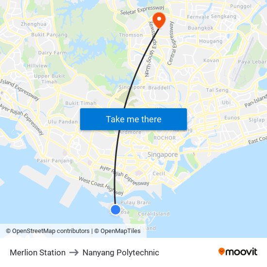 Merlion Station to Nanyang Polytechnic map