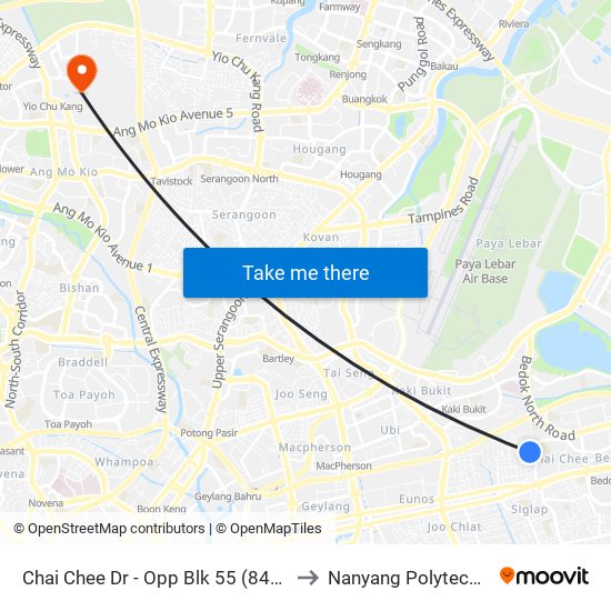 Chai Chee Dr - Opp Blk 55 (84571) to Nanyang Polytechnic map