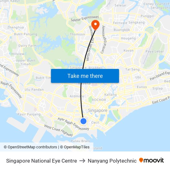 Singapore National Eye Centre to Nanyang Polytechnic map