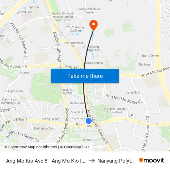 Ang Mo Kio Ave 8 - Ang Mo Kio Int (54009) to Nanyang Polytechnic map