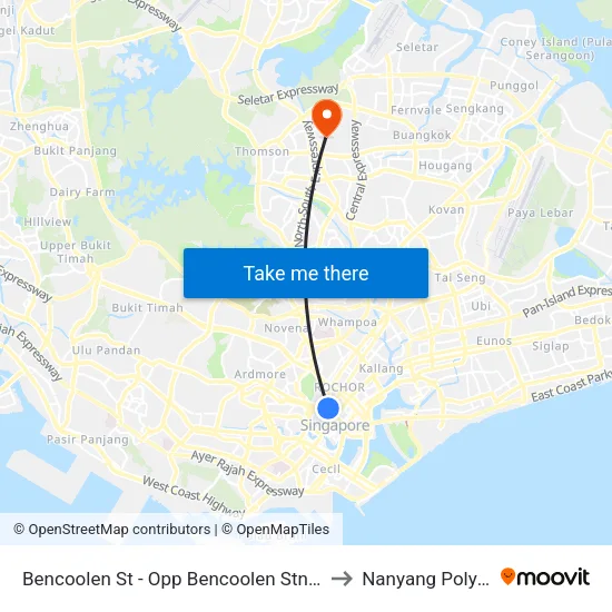 Bencoolen St - Opp Bencoolen Stn Exit B (04019) to Nanyang Polytechnic map
