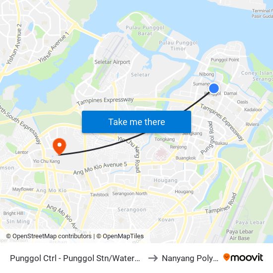 Punggol Ctrl - Punggol Stn/Waterway Pt (65251) to Nanyang Polytechnic map