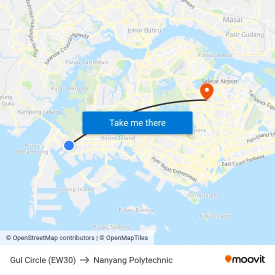 Gul Circle (EW30) to Nanyang Polytechnic map