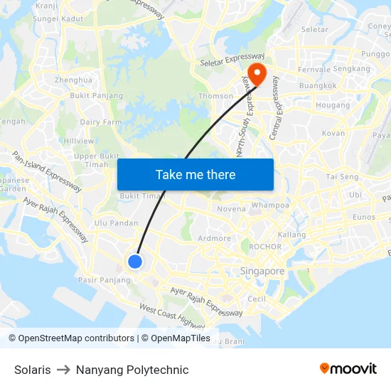 Solaris to Nanyang Polytechnic map