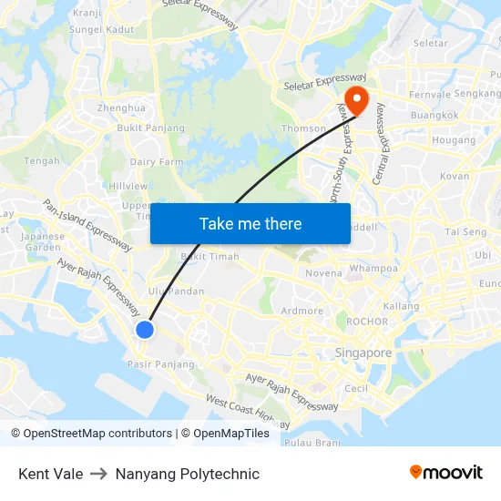 Kent Vale to Nanyang Polytechnic map