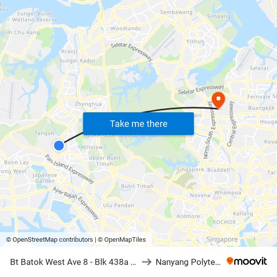 Bt Batok West Ave 8 - Blk 438a (40361) to Nanyang Polytechnic map