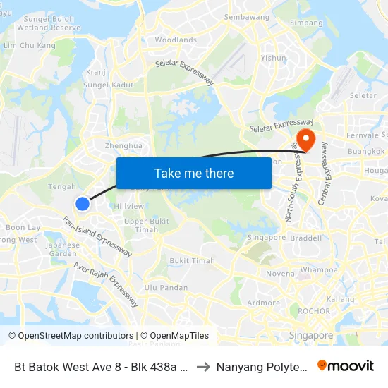 Bt Batok West Ave 8 - Blk 438a (40361) to Nanyang Polytechnic map