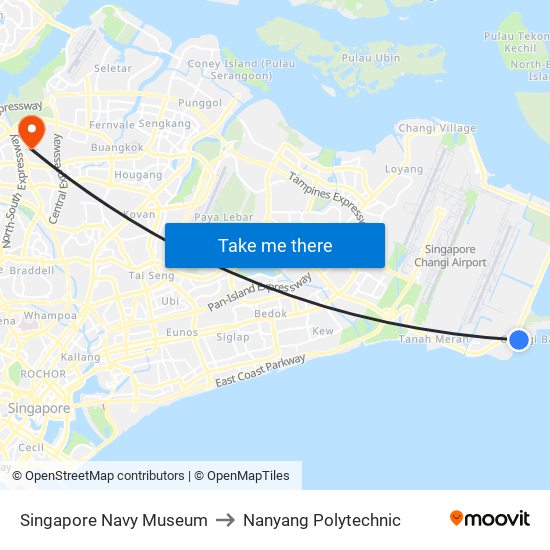 Singapore Navy Museum to Nanyang Polytechnic map