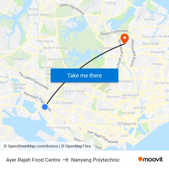 Ayer Rajah Food Centre to Nanyang Polytechnic map