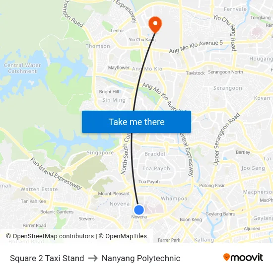 Square 2 Taxi Stand to Nanyang Polytechnic map