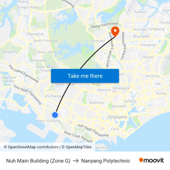 Nuh Main Building (Zone G) to Nanyang Polytechnic map
