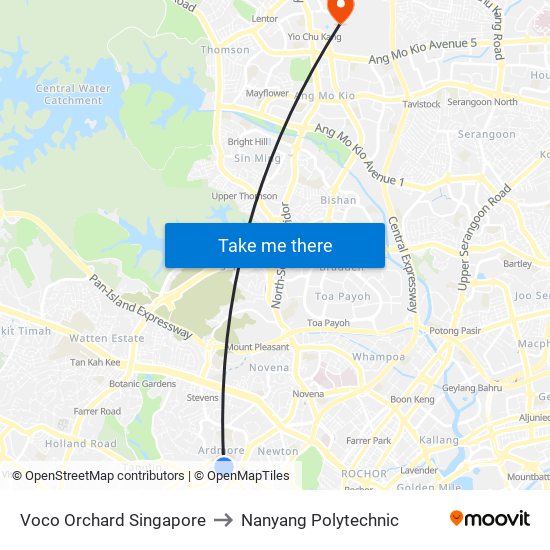 Voco Orchard Singapore to Nanyang Polytechnic map