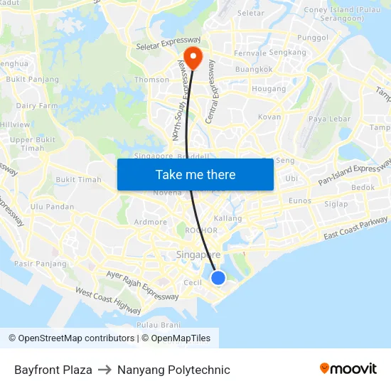 Bayfront Plaza to Nanyang Polytechnic map