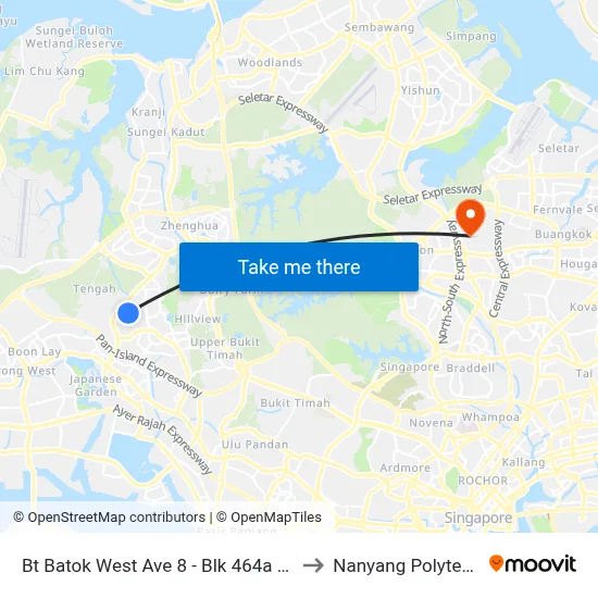 Bt Batok West Ave 8 - Blk 464a (40369) to Nanyang Polytechnic map