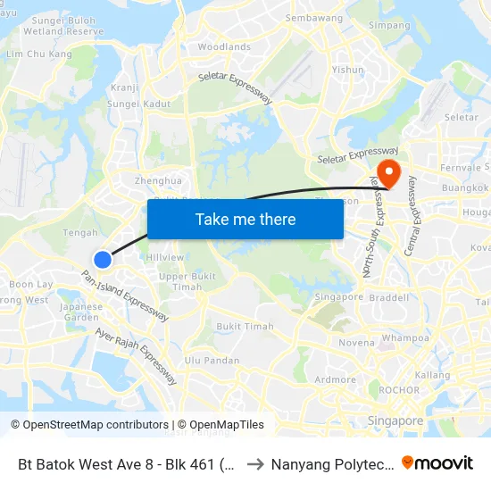 Bt Batok West Ave 8 - Blk 461 (40349) to Nanyang Polytechnic map
