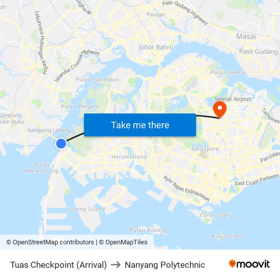 Tuas Checkpoint (Arrival) to Nanyang Polytechnic map