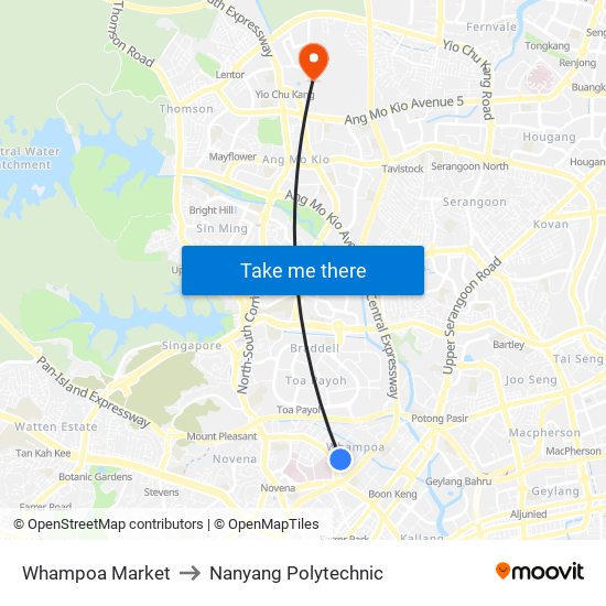 Whampoa Market to Nanyang Polytechnic map