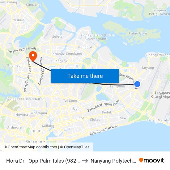 Flora Dr - Opp Palm Isles (98291) to Nanyang Polytechnic map