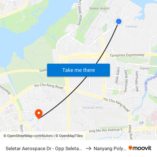 Seletar Aerospace Dr - Opp Seletar Camp (68209) to Nanyang Polytechnic map