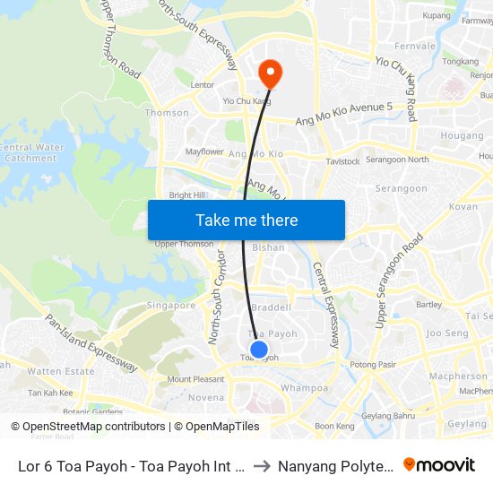 Lor 6 Toa Payoh - Toa Payoh Int (52009) to Nanyang Polytechnic map