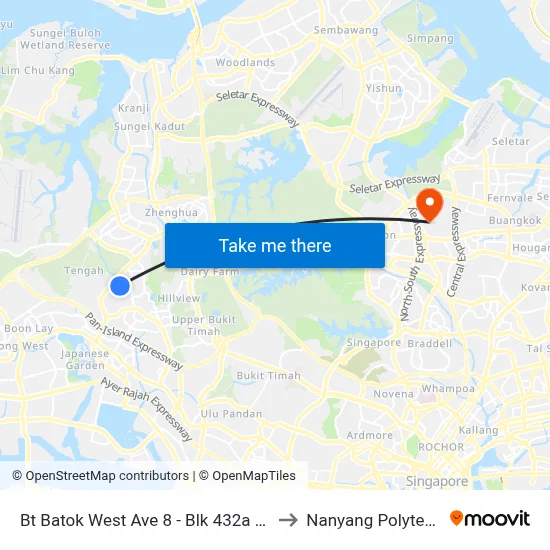 Bt Batok West Ave 8 - Blk 432a (43799) to Nanyang Polytechnic map