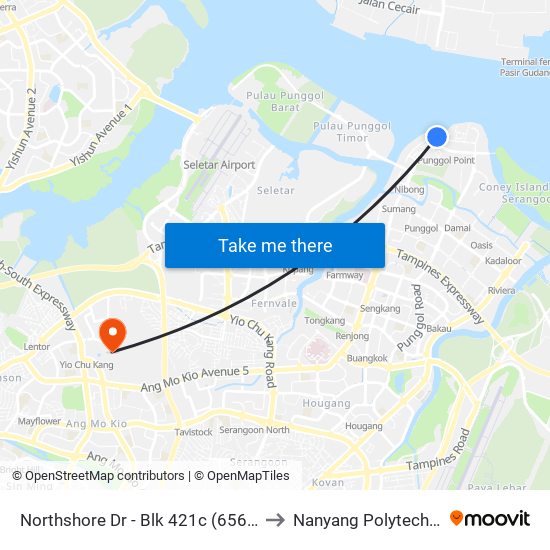 Northshore Dr - Blk 421c (65661) to Nanyang Polytechnic map