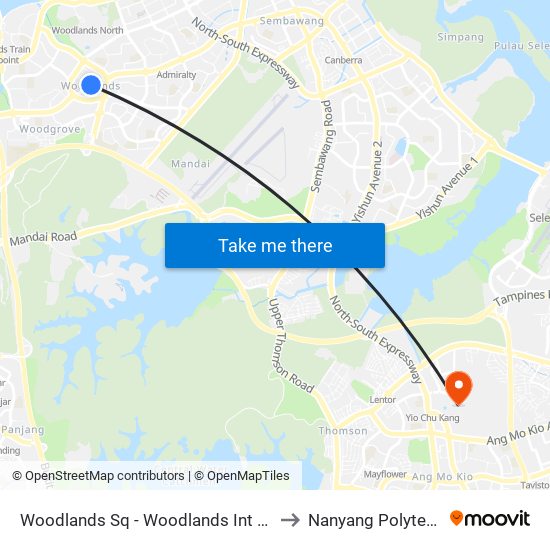 Woodlands Sq - Woodlands Int (46009) to Nanyang Polytechnic map