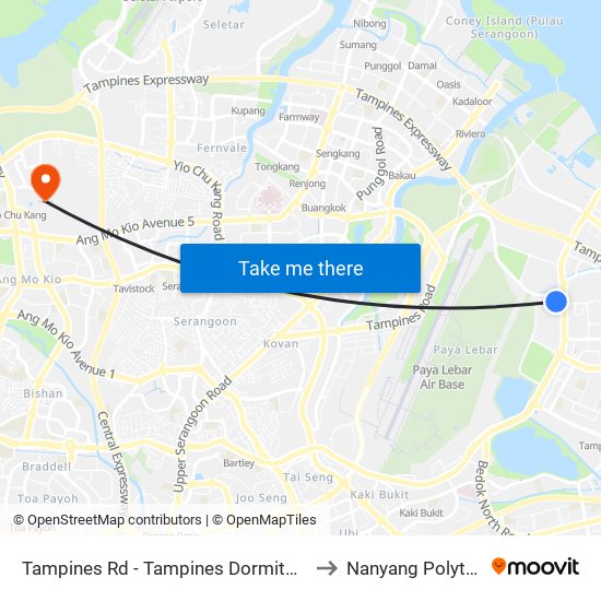 Tampines Rd - Tampines Dormitory (74051) to Nanyang Polytechnic map