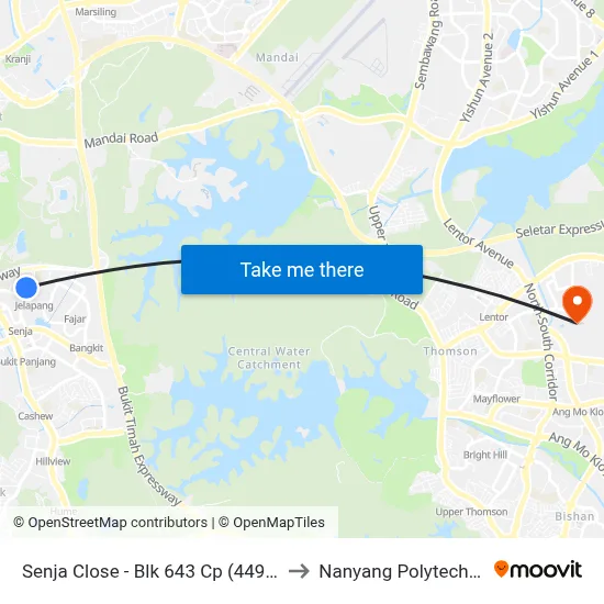 Senja Close - Blk 643 Cp (44931) to Nanyang Polytechnic map