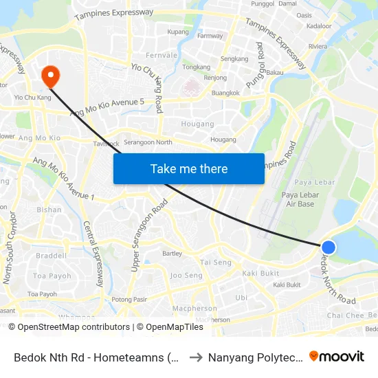 Bedok Nth Rd - Hometeamns (72179) to Nanyang Polytechnic map