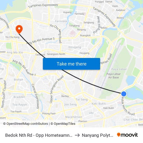 Bedok Nth Rd - Opp Hometeamns (72171) to Nanyang Polytechnic map