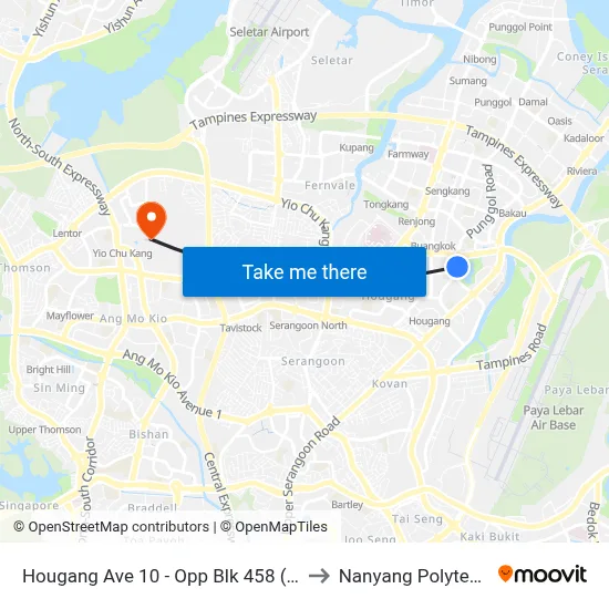 Hougang Ave 10 - Opp Blk 458 (64029) to Nanyang Polytechnic map