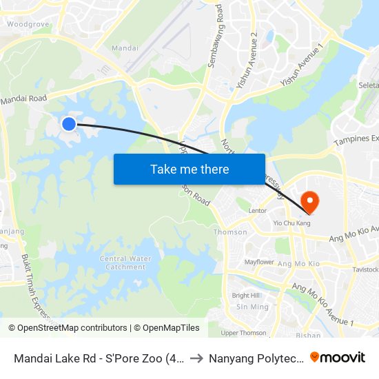 Mandai Lake Rd - S'Pore Zoo (48131) to Nanyang Polytechnic map