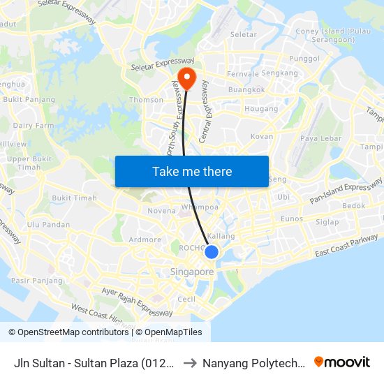 Jln Sultan - Sultan Plaza (01239) to Nanyang Polytechnic map