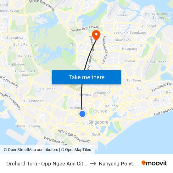 Orchard Turn - Opp Ngee Ann City (09011) to Nanyang Polytechnic map