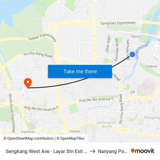 Sengkang West Ave - Layar Stn Exit A/Blk 417a (67479) to Nanyang Polytechnic map