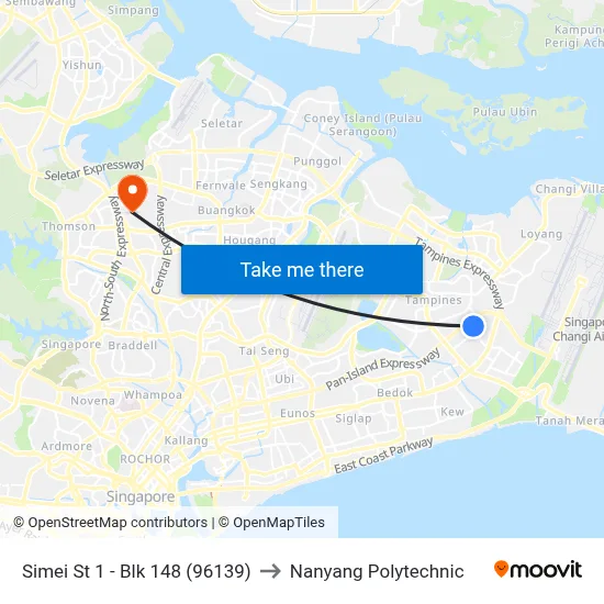 Simei St 1 - Blk 148 (96139) to Nanyang Polytechnic map
