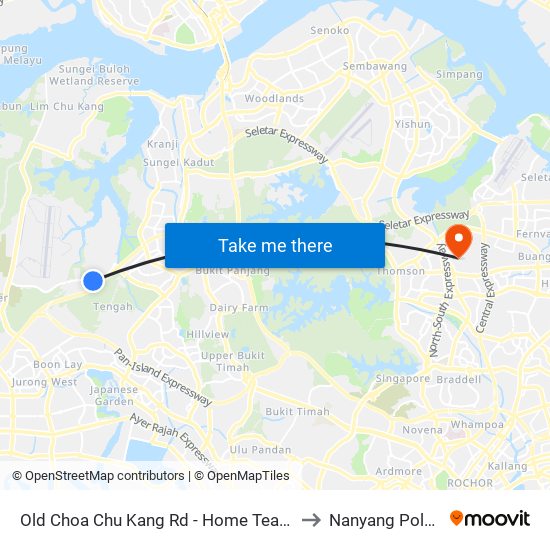 Old Choa Chu Kang Rd - Home Team Acad (30049) to Nanyang Polytechnic map