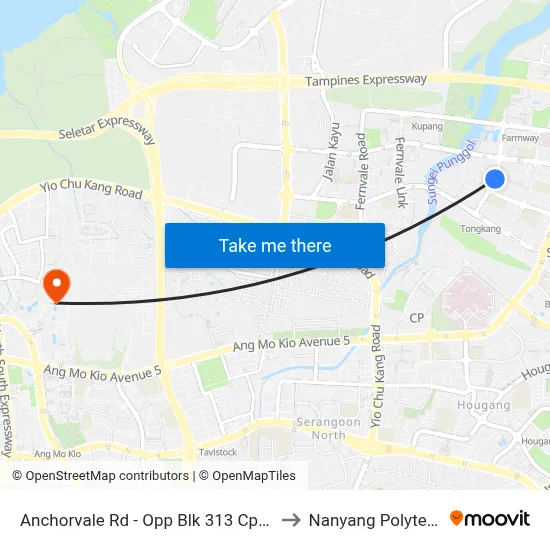Anchorvale Rd - Opp Blk 313 Cp (67379) to Nanyang Polytechnic map
