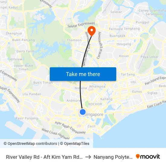 River Valley Rd - Aft Kim Yam Rd (13091) to Nanyang Polytechnic map