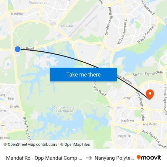 Mandai Rd - Opp Mandai Camp 2 (48011) to Nanyang Polytechnic map