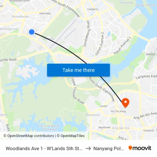 Woodlands Ave 1 - W'Lands Sth Stn Exit 1 (46989) to Nanyang Polytechnic map