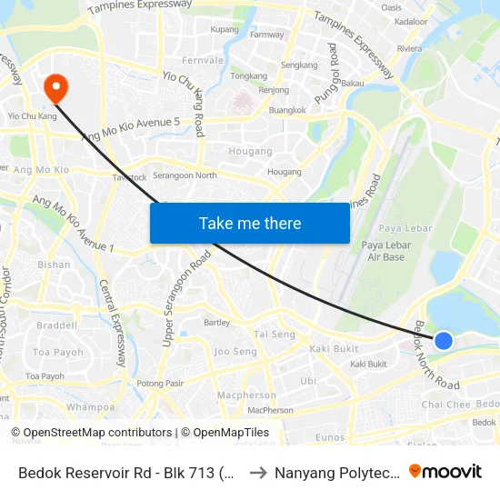 Bedok Reservoir Rd - Blk 713 (84479) to Nanyang Polytechnic map