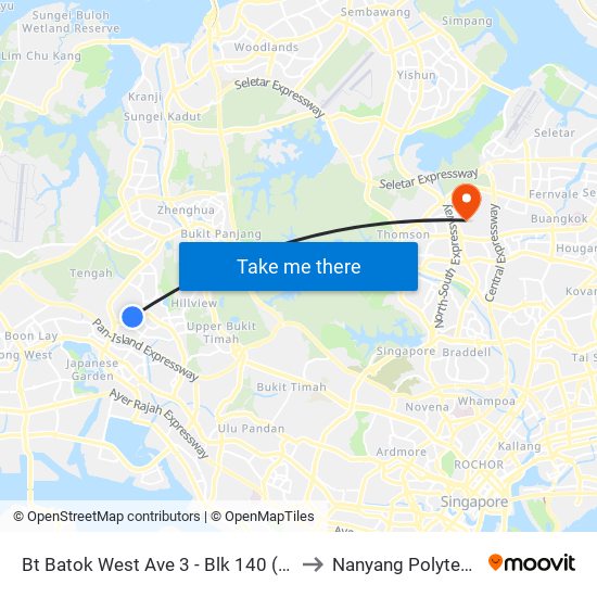 Bt Batok West Ave 3 - Blk 140 (43531) to Nanyang Polytechnic map