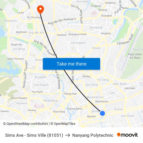 Sims Ave - Sims Ville (81051) to Nanyang Polytechnic map