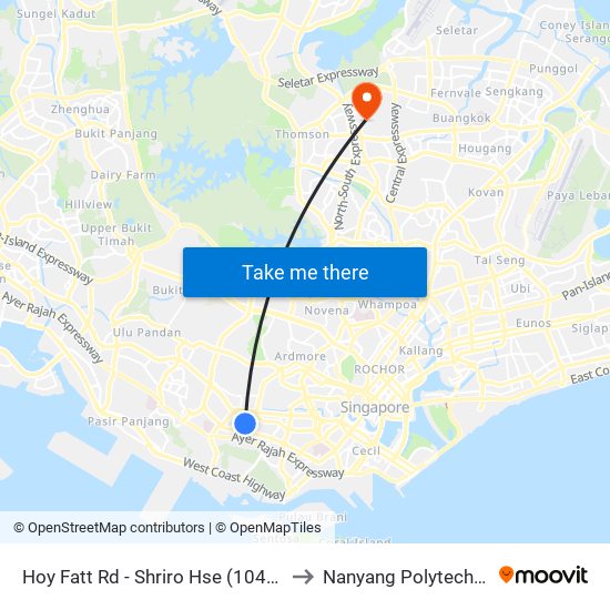 Hoy Fatt Rd - Shriro Hse (10401) to Nanyang Polytechnic map